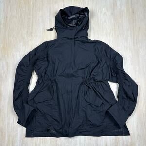 Fabletics Black Giana Ruched Rain Coat Oversized Longline Windbreaker Jacket XXS